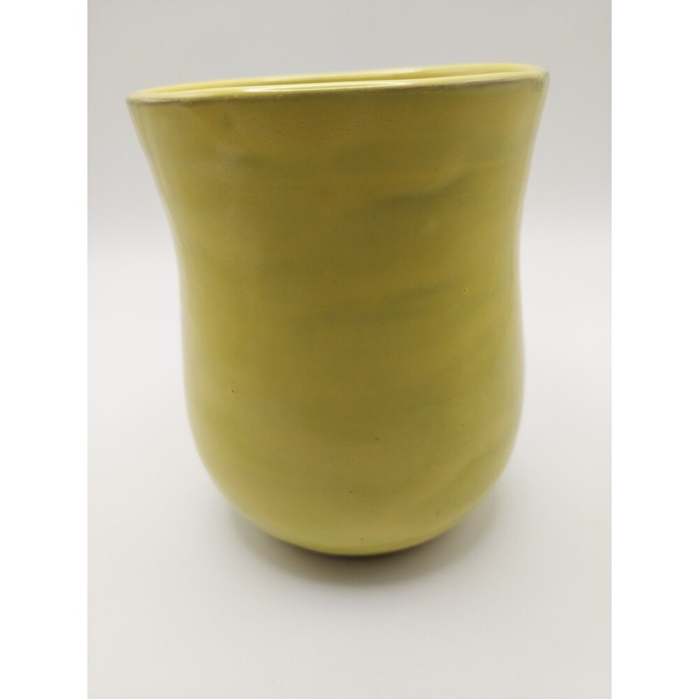 Papillon Marketplace Haiti Hand thrown Ceramic Coffee Mug Yellow Signed Lucifer - Picture 2 of 7